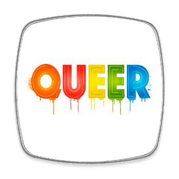 Queer Typografie Pride-Monat Gleiche Rechte LGBTQ - Viereckiger Kühlschrankmagnet - Weiß - Vorne