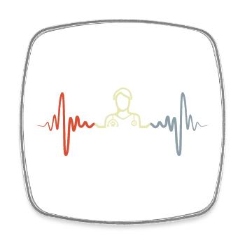 Veterinarian Heart Line - Square fridge magnet - white - Front