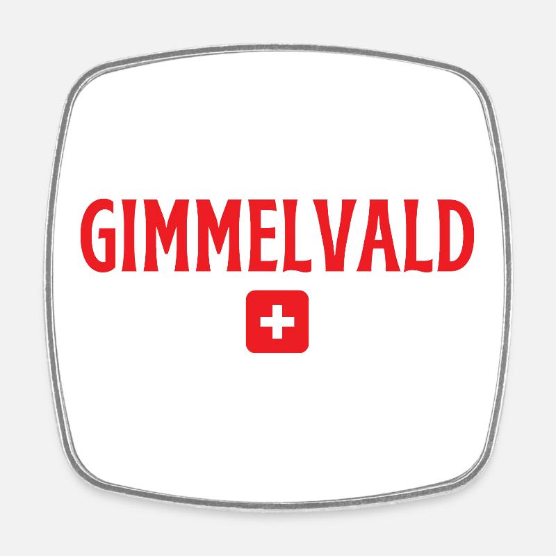 GIMMELWALD Switzerland Flag - Square fridge magnet - white