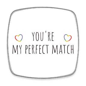 you re my perfect match regenbogen - Viereckiger Kühlschrankmagnet - Weiß - Vorne