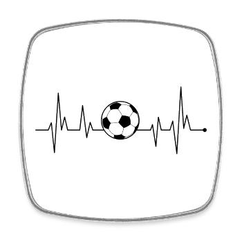 Herzschlag Fußball - Viereckiger Kühlschrankmagnet - Weiß - Vorne
