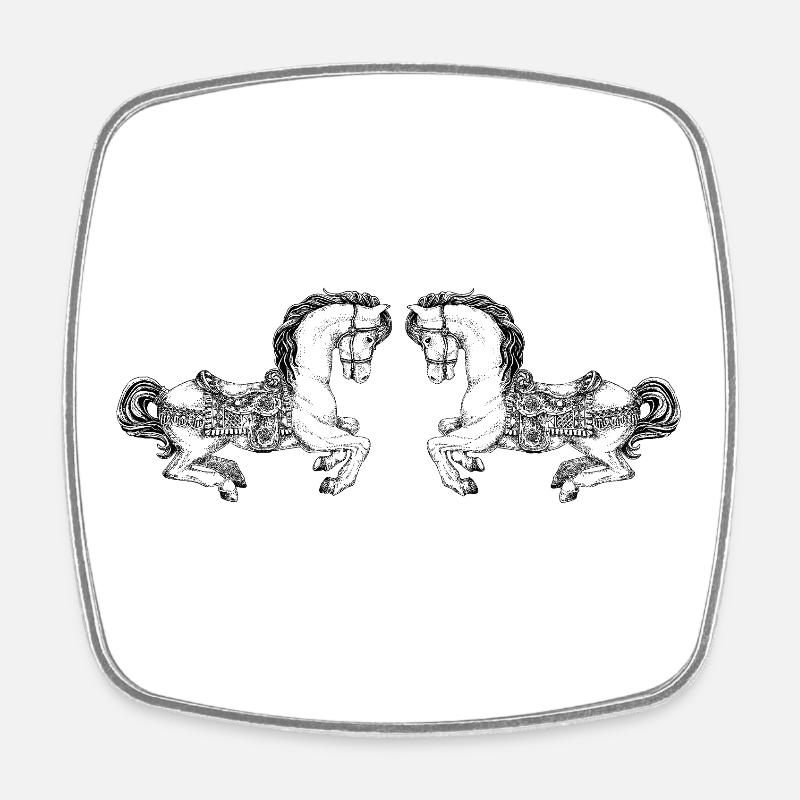 CAROUSEL HORSES - Square fridge magnet - white