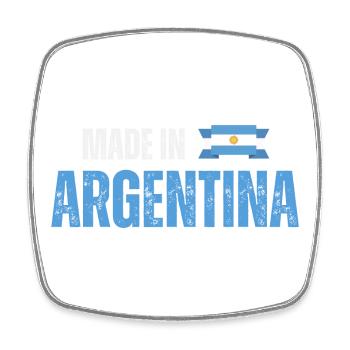 Hergestellt in Argentinien, argentinischer Stolz - Viereckiger Kühlschrankmagnet - Weiß - Vorne