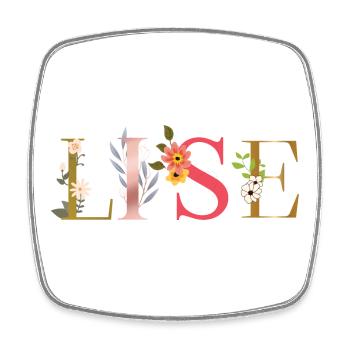 Le nom LISE décoré de fleurs - Magnet carré - blanc - Devant