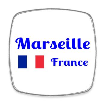 Marseille France- Stylish prints - Square fridge magnet - white - Front