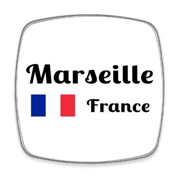 Marseille France- Stylish prints - Square fridge magnet - white - Front