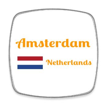 Amsterdam Netherlands- Stylish prints - Square fridge magnet - white - Front