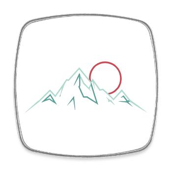 Minimalist Mountain Range with Rising Sun - Square fridge magnet - white - Front