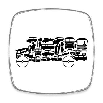 Bus - Viereckiger Kühlschrankmagnet - Weiß - Vorne