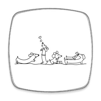 Loving dachshund illustration - Square fridge magnet - white - Front