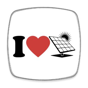 J’aime le photovoltaïque - Cœur - Énergie renouvelable - Magnet carré - blanc - Devant
