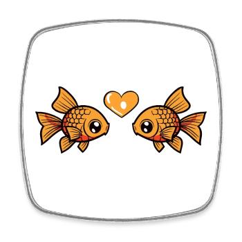 Goldfisch Paar Fisch Valentinstag - Viereckiger Kühlschrankmagnet - Weiß - Vorne