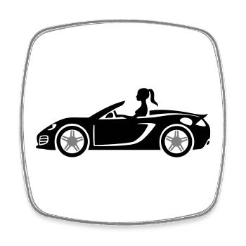 Sportauto Girl Turbo - Viereckiger Kühlschrankmagnet - Weiß - Vorne