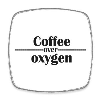 Kaffee-über-Sauerstoff-Typografie - Viereckiger Kühlschrankmagnet - Weiß - Vorne