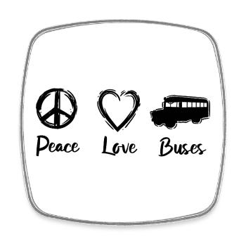 I love buses - Square fridge magnet - white - Front