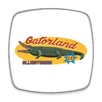 Gatorland – Retro Alligator Tourist Attraction - Square fridge magnet - white - Front