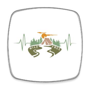 Heartbeat avec Camping Forest - Amateurs de randonnée en plein air - Magnet carré - blanc - Devant