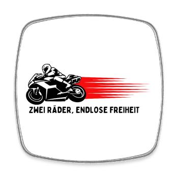Two Wheels, Endless Freedom - Motorcycle Edition - Square fridge magnet - white - Front