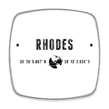 Rhodos-stilisierte geografische Koordinaten - Viereckiger Kühlschrankmagnet - Weiß - Vorne