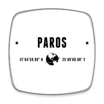 Paros-stilisierte geografische Koordinaten - Viereckiger Kühlschrankmagnet - Weiß - Vorne