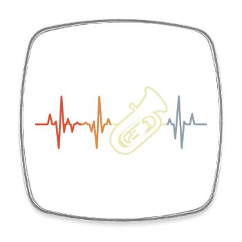 Tuba Heartbeat Retro Look - Square fridge magnet - white - Front