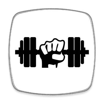 Weight Dumbbell - Square fridge magnet - white - Front