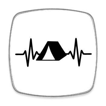 Camping heartbeat - Square fridge magnet - white - Front