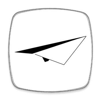 Avion en papier minimaliste - Magnet carré - blanc - Devant