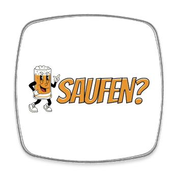 Saufen? – Lustiges Bier Cartoon Design - Viereckiger Kühlschrankmagnet - Weiß - Vorne