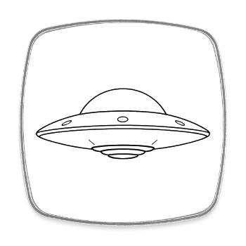 Minimalistic UFO - Viereckiger Kühlschrankmagnet - Weiß - Vorne