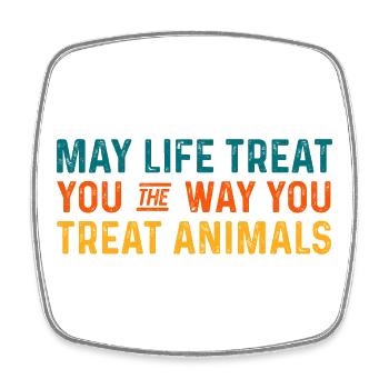 Citation Animale Optimisme Positive - Magnet carré - blanc - Devant
