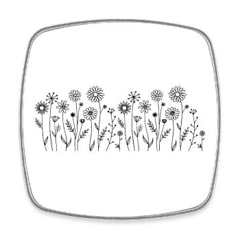Einfache Wildblume Line Art Illustration - Viereckiger Kühlschrankmagnet - Weiß - Vorne