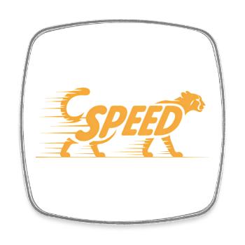 Cheetah Speed - Cooles Katzenlogo - Viereckiger Kühlschrankmagnet - Weiß - Vorne