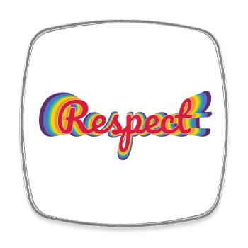 Respect in rainbow design - Square fridge magnet - white - Front