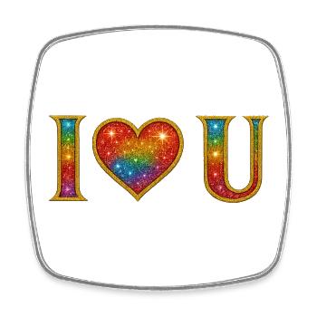 Ich liebe dich | Regenbogen-Glitzer-Herz-Liebes-Design - Viereckiger Kühlschrankmagnet - Weiß - Vorne
