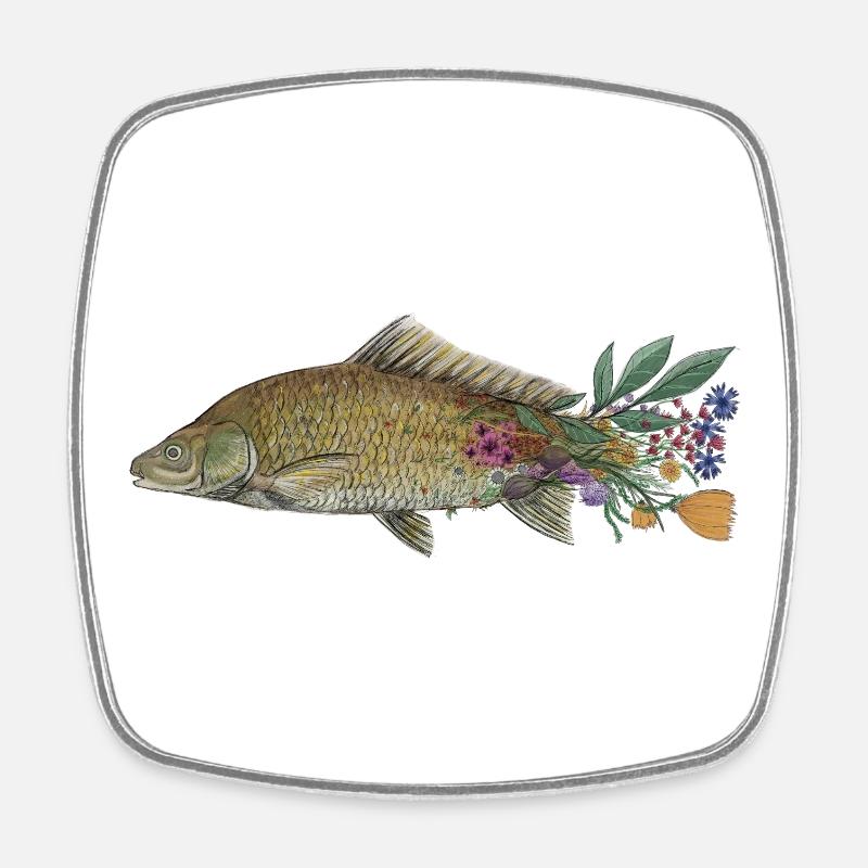 The carp - Square fridge magnet - white