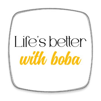 La vie est meilleure avec Boba Tea Happy Bubble Drink - Magnet carré - blanc - Devant