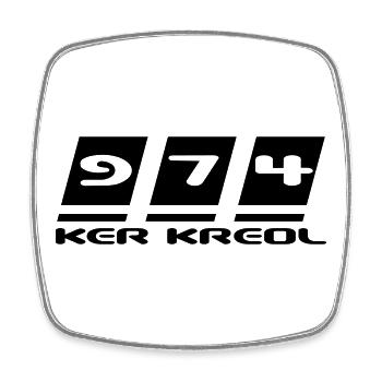 Design 974 Ker Kreol - La Réunion - Viereckiger Kühlschrankmagnet - Weiß - Vorne