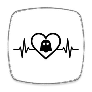 Coeur Halloween Fantôme - Magnet carré - blanc - Devant