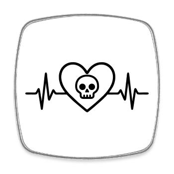 Totenkopf Skull Halloween Herz - Viereckiger Kühlschrankmagnet - Weiß - Vorne
