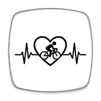 Cyclist Bicycle Heart - Square fridge magnet - white - Front