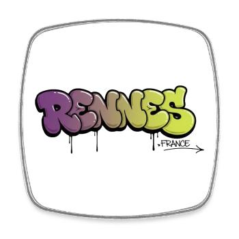 Rennes Graffiti Schriftzug mit Farbverlauf - Viereckiger Kühlschrankmagnet - Weiß - Vorne