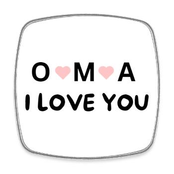 Oma, I Love You – Geschenk für die liebste Oma - Viereckiger Kühlschrankmagnet - Weiß - Vorne