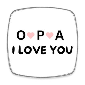 Opa, I Love You – Geschenk für den besten Opa - Viereckiger Kühlschrankmagnet - Weiß - Vorne