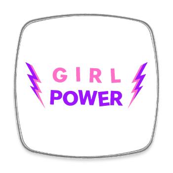 GIRL POWER - Girls Women's Lucky Charm - Square fridge magnet - white - Front