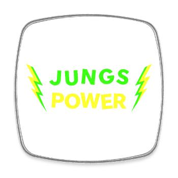 JUNGS POWER - neon - Square fridge magnet - white - Front