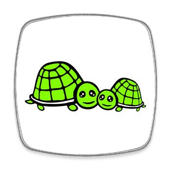 2 Tortues Maman Papa Enfant Famille Amour Mignon - Magnet carré - blanc - Devant
