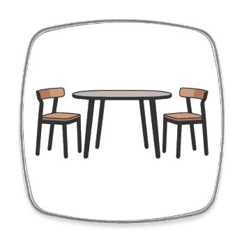 Contemporary Dining Set Illustration - Square fridge magnet - white - Front