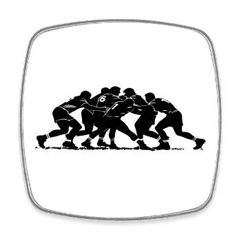 Rugby Scrum Silhouette - Viereckiger Kühlschrankmagnet - Weiß - Vorne