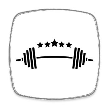 Poids et étoiles : Fitness Power Design - Magnet carré - blanc - Devant